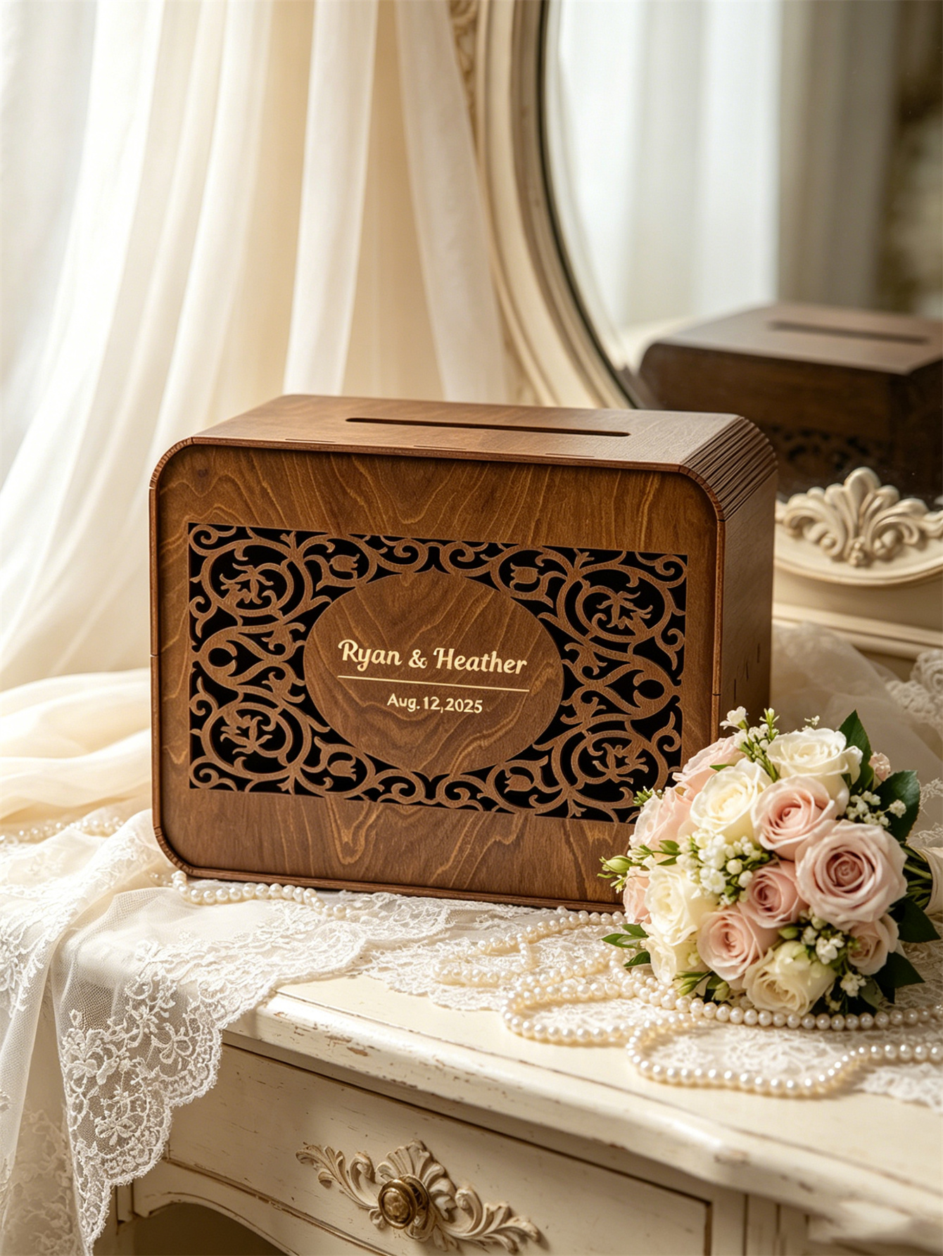 Wooden card boxes, personalized wedding card boxes, and bride gift-giving card boxes